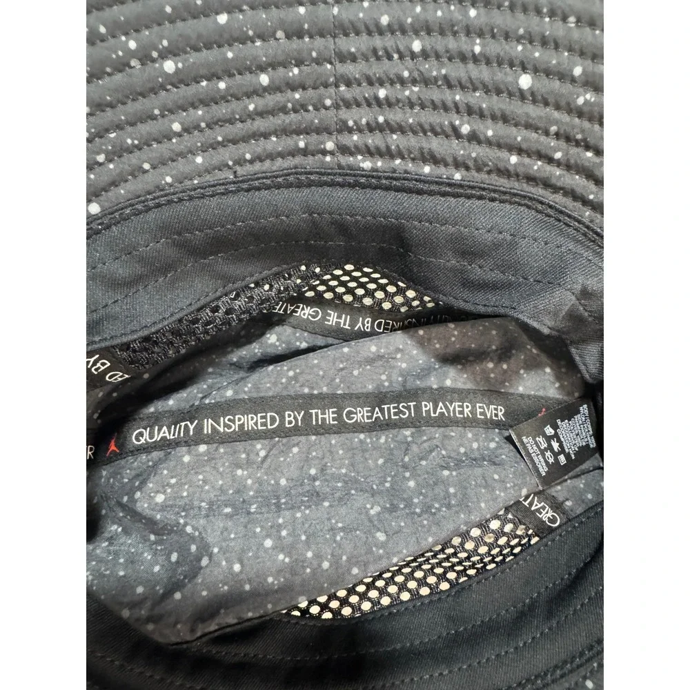 Jordan Brand Black Speckled Mesh Bucket Hat Adjustable Red Bungee L/XL